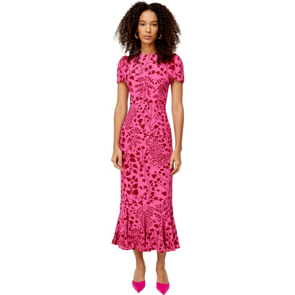 Rhode Lulani Caledonia Magic Pink Crepe Viscose Dress Size 2